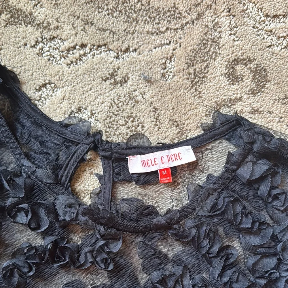 Black Floral Sheer Top